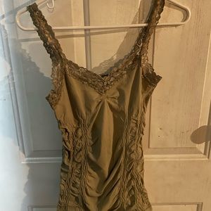 Small tan tank top with lace